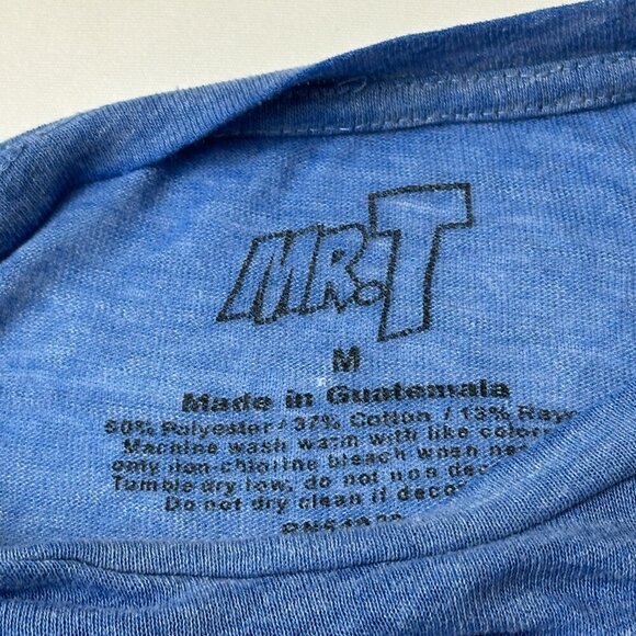 Mr T Shirt Mens Medium Blue Graphic Anti Drug PSA Vintage Style Tee 80s Icon - Picture 3 of 13